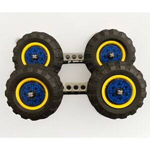 Lego 56x26 Technic Balloon Tires LOT OF 4‎ Gold Wheels, Hubcaps On Rails